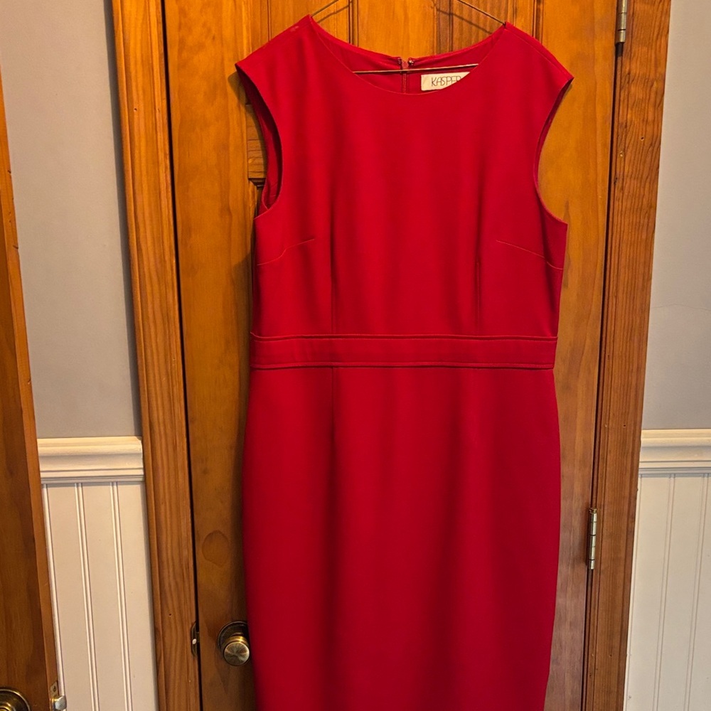 Kasper Red Sleeveless Midi Sheath Dress